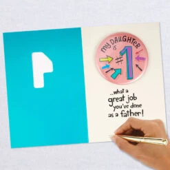 Hallmark #1 Daughter Funny Card For Dad With Pin -Hallmark Gift Shop 1 Daughter Funny Birthday Card for Dad With Pin 659MAN3824 06