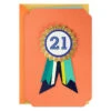 Hallmark You're Beyond Ordinary 21st Birthday Card With Wearable Badge -Hallmark Gift Shop 21st Birthday Award Ribbon Birthday Card 699HBD4968 01