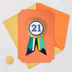 Hallmark You're Beyond Ordinary 21st Birthday Card With Wearable Badge -Hallmark Gift Shop 21st Birthday Award Ribbon Birthday Card 699HBD4968 06