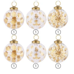 Signature Gold-Etched Glass Hallmark Ornaments, Set Of 6 -Hallmark Gift Shop 6 Gold Etched Glass Ball Christmas Ornaments 1HGO3408 05