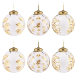 Signature Gold-Etched Glass Hallmark Ornaments, Set Of 6 -Hallmark Gift Shop 6 Gold Etched Glass Ball Christmas Ornaments 1HGO3408 07