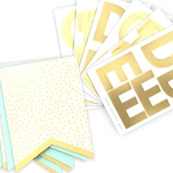 Hallmark Customizable Aqua And Gold Dots Party Banner Kit -Hallmark Gift Shop Aqua Banner Kit for Birthdays and Celebrations 3CPP1036 03