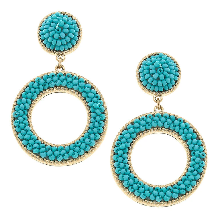 Talulah Aqua Seed Bead Drop Earrings 3 Talulah Aqua Seed Bead Drop Earrings