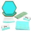 Hallmark Color Pop 60-Piece Tableware Premium Party Kit, Aqua Hexagon -Hallmark Gift Shop Aqua Hexagon Shape Plates Party in a Box Supplies 5CLP1011 01
