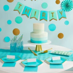 Hallmark Color Pop 60-Piece Tableware Premium Party Kit, Aqua Hexagon -Hallmark Gift Shop Aqua Hexagon Shape Plates Party in a Box Supplies 5CLP1011 03