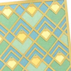 Hallmark Art Deco Gold, Green And Blue Blank Card -Hallmark Gift Shop Art Deco Gold Green and Blue Blank Thinking of You Card 899TOY1650 03