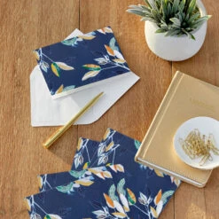 Hallmark Navy Tropical Leaves Blank Notes, Pack Of 10 -Hallmark Gift Shop Artistic Leaves on Navy Blank Note Cards Pack 3NOT1177 06