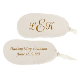 Baby's First Christmas Monogram Booties Porcelain Personalized Ornament -Hallmark Gift Shop Babys First Christmas Monogram Booties Porcelain Personalized Ornament 2299QHE1924B2 07