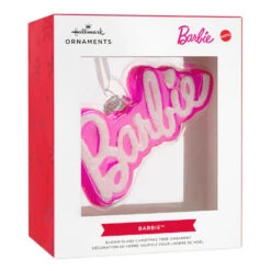 Barbie™ Logo Blown Glass Hallmark Ornament -Hallmark Gift Shop Barbie Logo Blown Glass Christmas Ornament 3HCM3702 08