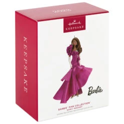 Hallmark Barbie™ Pink Collection™ 2023 Porcelain And Fabric Ornament -Hallmark Gift Shop Barbie in Hot Pink Dress Keepsake Ornament 4999QXI7007 04