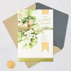 Hallmark Marjolein Bastin Your Love Makes My Heart Feel At Home Anniversary Card For Parents -Hallmark Gift Shop Bastin Birds on Branch Anniversary Card for Parents 699AVY3436 06