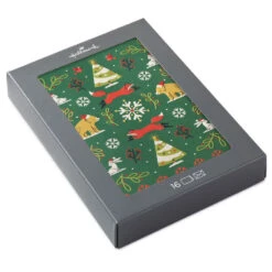 Hallmark Woodland Animals On Green Boxed Christmas Cards, Pack Of 16