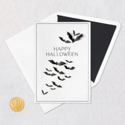 Hallmark Perfectly Unsettling Halloween Card -Hallmark Gift Shop Black Bats Happy Halloween Card 699IEH4001 05