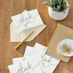 Hallmark Black Script On Ivory Blank Thank You Notes, Pack Of 40 -Hallmark Gift Shop Black Script on White Thank You Notes Bulk Pack 3THK2561 06