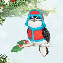 Hallmark Mini Cozy Lil' Critters Ornament, 1" -Hallmark Gift Shop Black White Bird in Coat and Hat Keepsake Ornament 5QXM9455 02