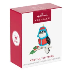 Hallmark Mini Cozy Lil' Critters Ornament, 1" -Hallmark Gift Shop Black White Bird in Coat and Hat Keepsake Ornament 5QXM9455 08