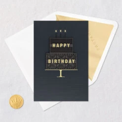 Hallmark You Take The Cake Birthday Card -Hallmark Gift Shop Black and Gold Cake Birthday Card for Him 859LAD2944 05