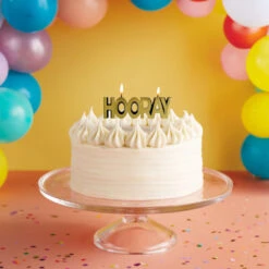 Black And Gold "Hooray" Birthday Candle -Hallmark Gift Shop Black and Gold Metallic Hooray Birthday Candle 3CPP1367 03