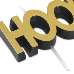 Black And Gold "Hooray" Birthday Candle -Hallmark Gift Shop Black and Gold Metallic Hooray Birthday Candle 3CPP1367 04