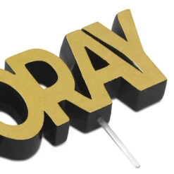 Black And Gold "Hooray" Birthday Candle -Hallmark Gift Shop Black and Gold Metallic Hooray Birthday Candle 3CPP1367 05