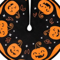 Hallmark Mini Halloween Time Fabric Tree Skirt, 12" -Hallmark Gift Shop Black and Orange Pumpkins Keepsake Tree Skirt 5QFO5384 06