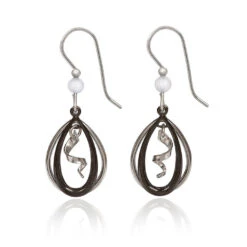 Silver Forest Black And Silver-Tone Metal Spiral Teardrop Earrings