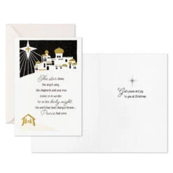 Hallmark Peace And Joy Bethlehem Scene Boxed Christmas Cards, Pack Of 16 -Hallmark Gift Shop Black and White Bethlehem Boxed Christmas Cards 1XPX2575 03