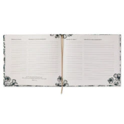 Hallmark In Loving Memory Floral Funeral Guest Book -Hallmark Gift Shop Black and White Floral Guest Book for Funeral 1BMK1609 04