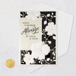 Hallmark My Heart Is Yours Romantic Anniversary Card -Hallmark Gift Shop Black and White Flowers Romantic Anniversary Card 999AVY3497 07