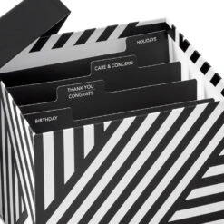 Hallmark Festive And Colorful Assorted Blank All-Occasion Cards In Geometric Striped Organizer Box, Pack Of 100 -Hallmark Gift Shop Black and White Geometric Cards in Organizer Box 5STZ1341 06