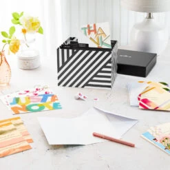 Hallmark Festive And Colorful Assorted Blank All-Occasion Cards In Geometric Striped Organizer Box, Pack Of 100 -Hallmark Gift Shop Black and White Geometric Cards in Organizer Box 5STZ1341 07