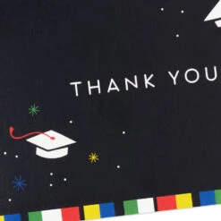 Hallmark Grad Caps On Black Graduation Thank-You Notes, Pack Of 10 -Hallmark Gift Shop Black with Colorful Border Grads ThankYou Cards 1GKS1673 03