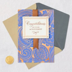 Hallmark You Worked Hard For This Achievement Congratulations Card -Hallmark Gift Shop Blue Paisley Congratulations Card 659M2076 06
