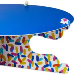 Hallmark Bold Blue And Confetti Cake Stand -Hallmark Gift Shop Blue Pedestal Cake Stand With Confetti Base 3CPP1183 04