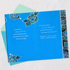 Hallmark Love Worth Celebrating Anniversary Card For Parents -Hallmark Gift Shop Blue Teal and Green Modern Flowers Anniversary Card 699AVY3450 04
