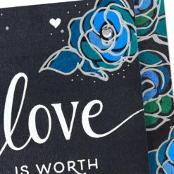 Hallmark Love Worth Celebrating Anniversary Card For Parents -Hallmark Gift Shop Blue Teal and Green Modern Flowers Anniversary Card 699AVY3450 05