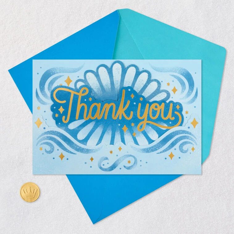 Hallmark Blue And Gold 3D Pop-Up Thank-You Card 7 Hallmark Blue And Gold 3D Pop-Up Thank-You Card - Image 5