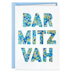 Hallmark Blue And Gold Confetti Bar Mitzvah Card