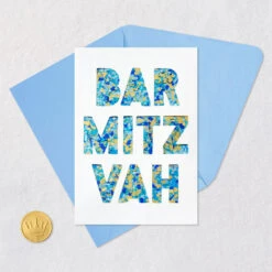 Hallmark Blue And Gold Confetti Bar Mitzvah Card -Hallmark Gift Shop Blue and Gold Confetti Lettering Bar Mitzvah Card 859LAD4455 05