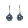 Silver Forest Blue Small Teardrop With Flower Layered Drop Earrings -Hallmark Gift Shop Blue and Silver Flower Teardrop Layered Earrings NE1821D 01