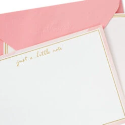 Hallmark Upscale Pink And White Assorted Blank Flat Note Cards In Caddy, Pack Of 40 -Hallmark Gift Shop Blush and White Flat Note Cards in Caddy 3CNT2122 03