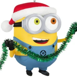 Hallmark Minions Bob Trims The Tree Ornament With Sound -Hallmark Gift Shop Bob Minion Green Tinsel Garland Keepsake Ornament 5QXI8145 06