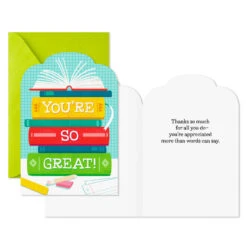 Hallmark Great Teacher Assorted Thank-You Cards, Pack Of 6 -Hallmark Gift Shop Books and Apple Teacher ThankYou Cards Assortment 5GGJ4011 03
