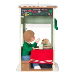 Hallmark Christmas Window 2025 Exclusive Ornament -Hallmark Gift Shop Boy and Dog at Pizza Shop Keepsake Ornament 5QXC2228 07