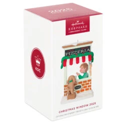 Hallmark Christmas Window 2025 Exclusive Ornament -Hallmark Gift Shop Boy and Dog at Pizza Shop Keepsake Ornament 5QXC2228 08