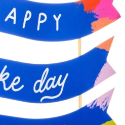 Hallmark Cake Day Banner Birthday Cake Topper -Hallmark Gift Shop Bright Blue Banner Birthday Cake Topper 3CPP1203 04