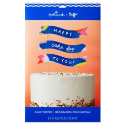 Hallmark Cake Day Banner Birthday Cake Topper -Hallmark Gift Shop Bright Blue Banner Birthday Cake Topper 3CPP1203 05