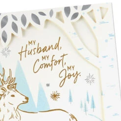 Hallmark My Husband, My Comfort, My Joy Christmas Card -Hallmark Gift Shop Buck Deer in Woods Husband Christmas Card 699XZH6901 05