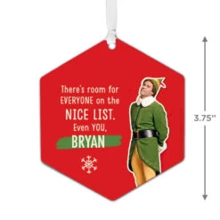 Hallmark Elf Metal Personalized Ornament, Custom Text -Hallmark Gift Shop Buddy the Elf Personalized Christmas Ornament 1OFM1002B11 04