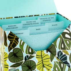Hallmark Premium Assorted Handmade All-Occasion Cards In Leaf Print Organizer, Box Of 24 -Hallmark Gift Shop Bulk Handmade AllOccasion Cards in Storage Box 5EDX1107 09